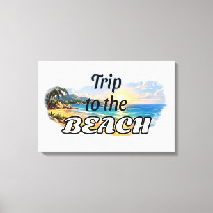 Trip to the Beach Tropical Sunset Escape Design Canvas Print