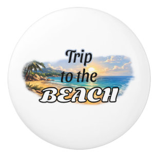 Trip to the Beach Tropical Sunset Escape Design Ceramic Knob