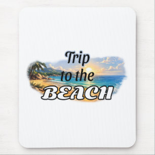 Trip to the Beach Tropical Sunset Escape Design Mouse Mat