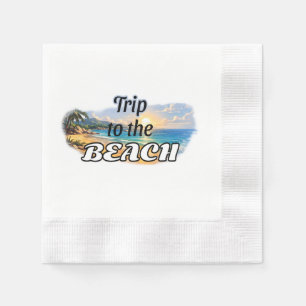 Trip to the Beach Tropical Sunset Escape Design Napkin