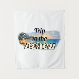 Trip to the Beach Tropical Sunset Escape Design Tapestry