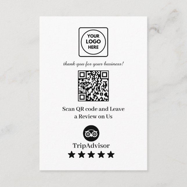 TripAdvisor QR | Business Review Link Enclosure Card (Front)
