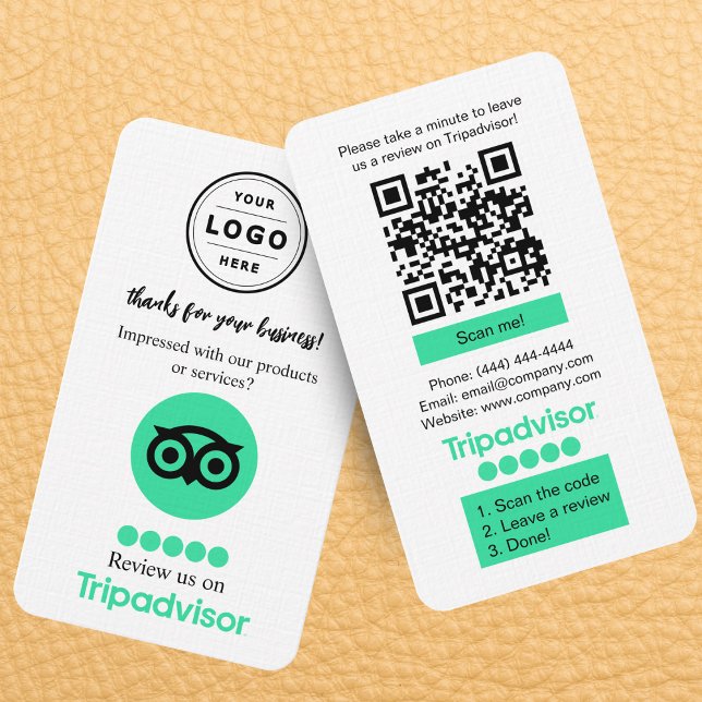TripAdvisor Review Request Card  with QR Code (Tripadvisor review request card with QR code and company logo that you can personalize)