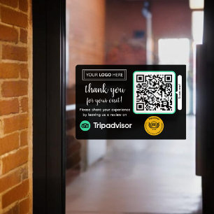 TripAdvisor Review Request with Logo and QR Code Window Cling