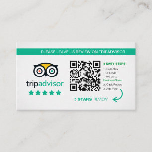 Tripadvisor Reviews Business QR Code Thank You Card
