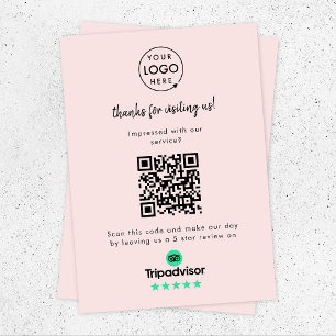 TripAdvisor Reviews   Business Rating Request Pink Enclosure Card