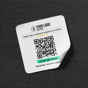 Tripadvisor Reviews QR Code Rate Business 5 Star Square Sticker
