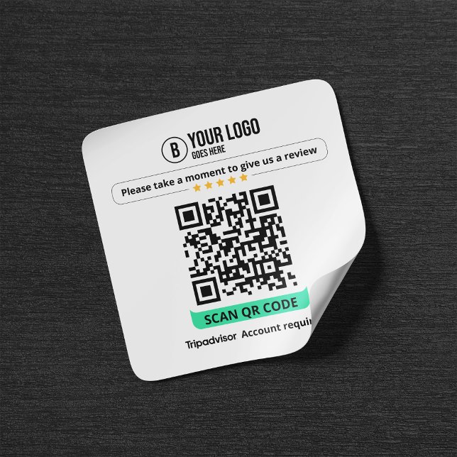Tripadvisor Reviews QR Code Rate Business 5 Star Square Sticker (Creator Uploaded)