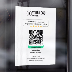 Tripadvisor Reviews QR Code Rate Business 5 Star Window Cling
