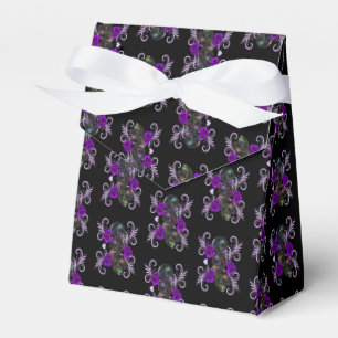 Triple Black Day Of The Dead Skulls Purple Roses Favour Box