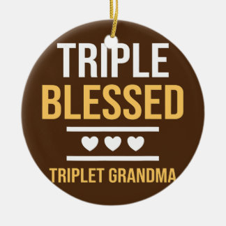 Triple Blessed Triplet Grandma Grandkids Funny Ceramic Tree Decoration
