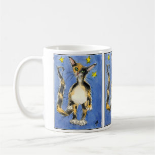 Triple blue cat on starry mug