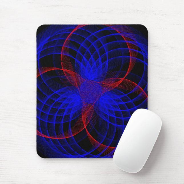 Triple Blueberry Colour Accent Geometric Mouse Pad (With Mouse)