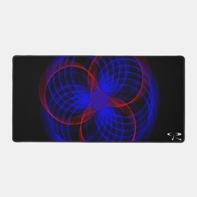 Triple Blueberry Colour Geometric Mouse Pad Mat (Front)