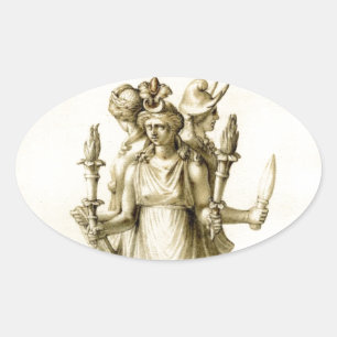 Triple-Bodied Hecate Oval Sticker
