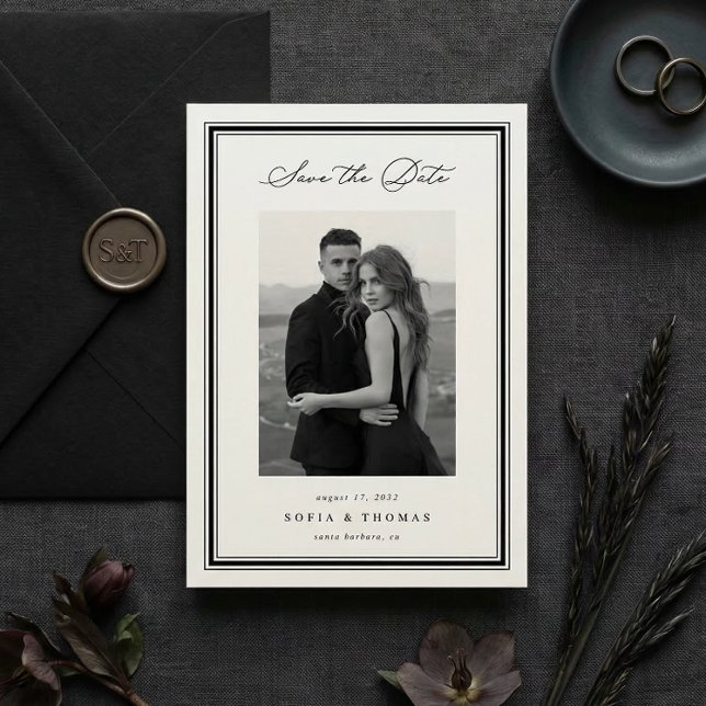 Triple Border | Simple Elegant Photo Wedding Save The Date (Creator Uploaded)
