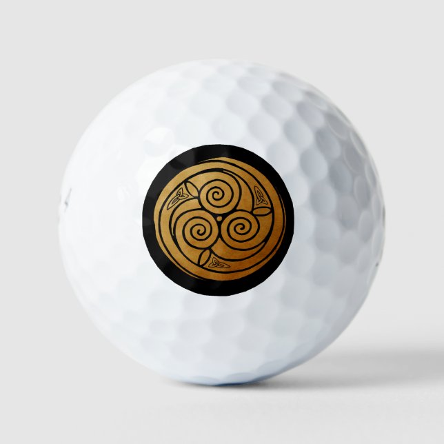 Triple Celtic Knot Swirl Mandala Golf Balls (Front)