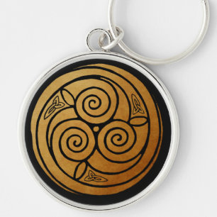 Triple Celtic Knot Swirl Mandala  Key Ring