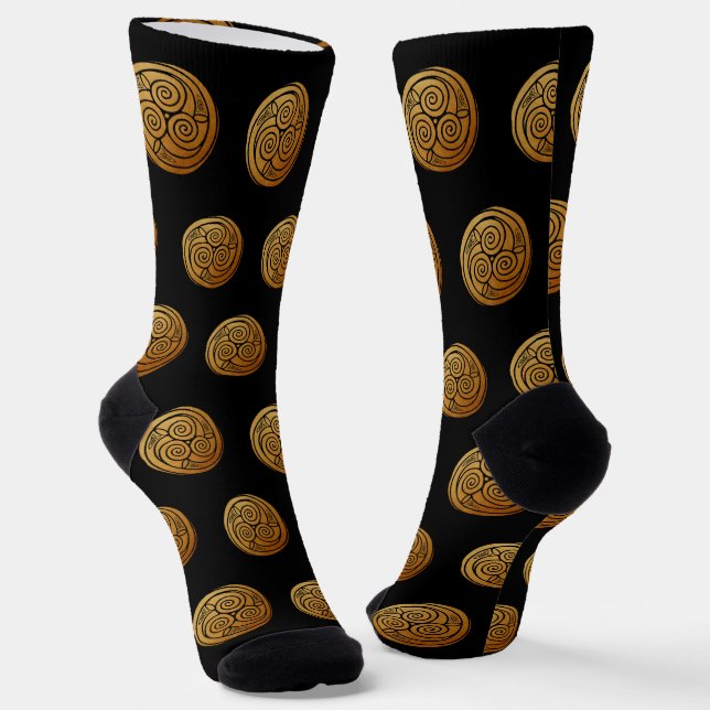 Triple Celtic Knot Swirl Mandala Socks (Angled)