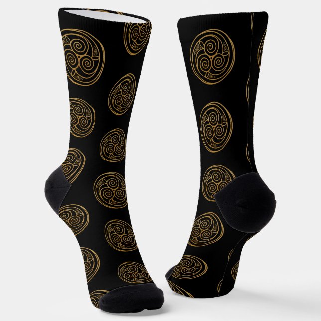 Triple Celtic Knot Swirl Mandala Socks (Angled)