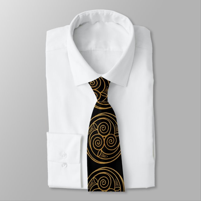 Triple Celtic Knot Swirl Mandala Tie (Tied)