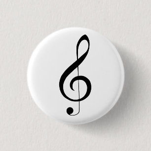 Triple Clef Musical Note, 3 Cm Round Badge