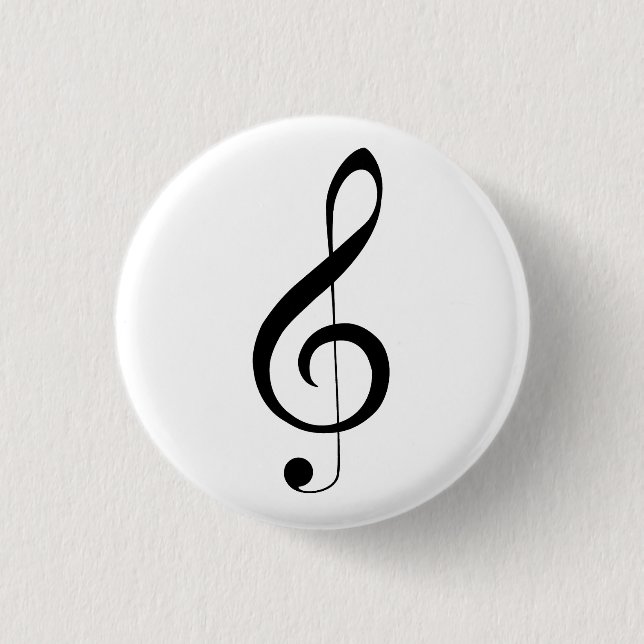 Triple Clef Musical Note, 3 Cm Round Badge (Front)