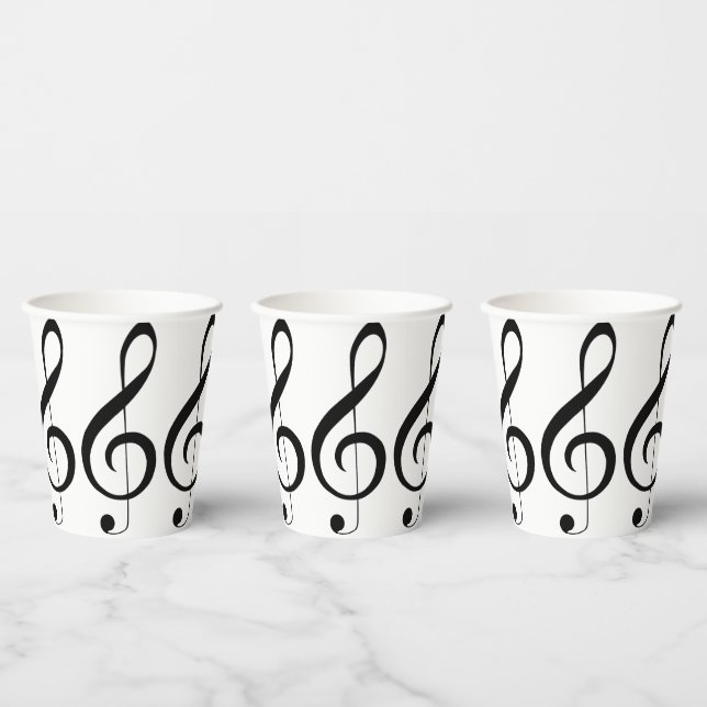 Triple Clef Musical Note, Paper Cups (Multi)