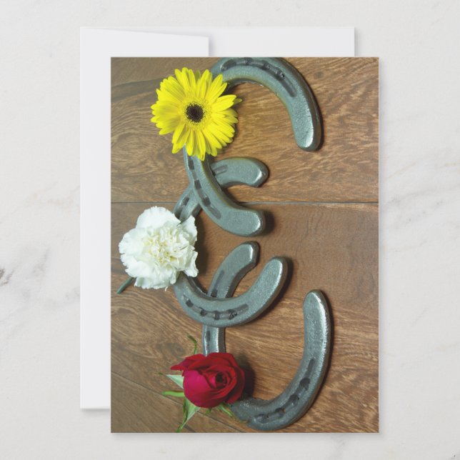 Triple Crown flowers and horseshoe Party Invitation (Front)