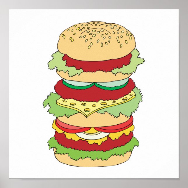 triple decker hamburger poster (Front)