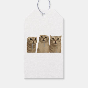 Triple Drooling Goofy Cats Meme Gift Tags