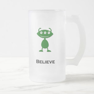 Triple Eye Believe green Frosted Glass Beer Mug