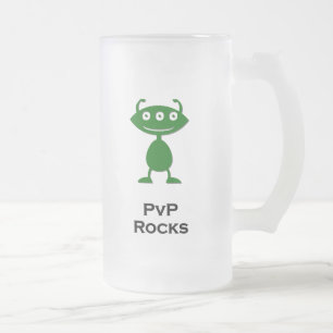 Triple Eye PvP Rocks green Frosted Glass Beer Mug