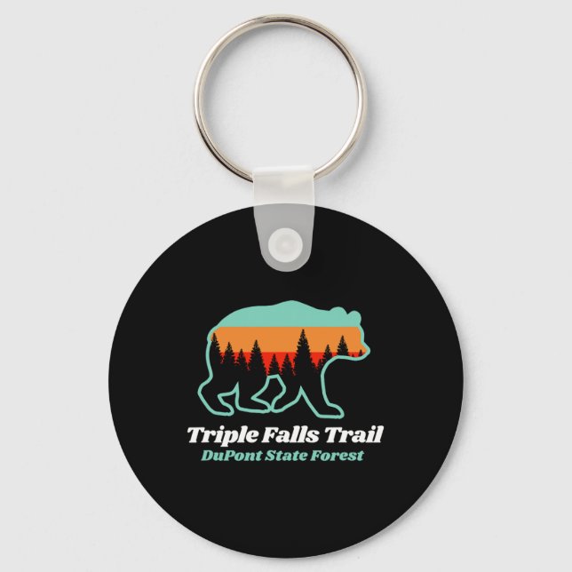 Triple Falls Trail Dupont State Forest Bear Souven Key Ring (Front)