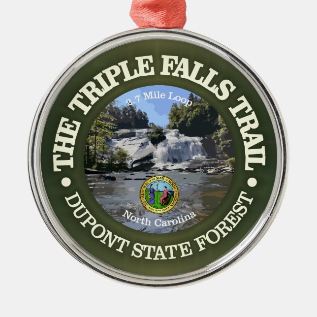 Triple Falls Trail (rd) Metal Tree Decoration (Front)