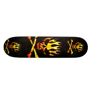 triple flame skull skateboard