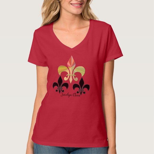 Triple Fleur-de-Lis (Personalised) T-Shirt (Front)