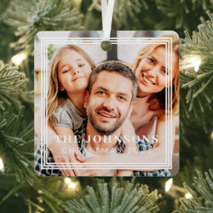 Triple Frame Modern Chic Family Photo Holiday Metal Tree Decoration