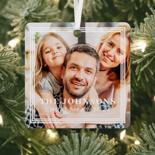 Triple Frame Modern Chic Family Photo Holiday Metal Tree Decoration (Insitu)