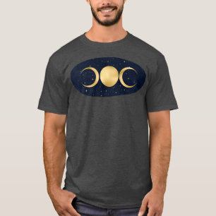 Triple Goddess in Stars Gold on Navy T-Shirt