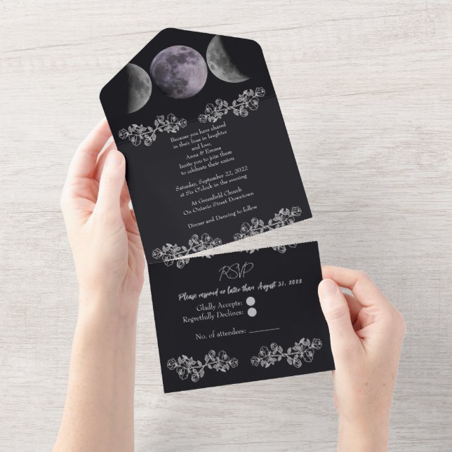 Triple Goddess Moon All in one Wedding Invite (Tearaway)