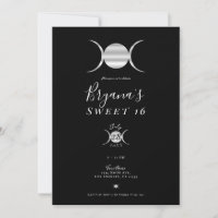 Triple Goddess Moon Cycle Silver & Black Sweet 16