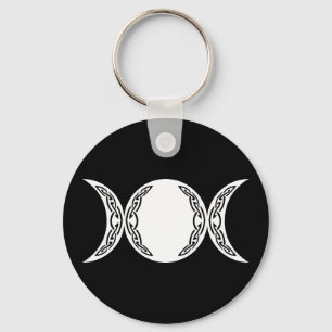 Triple Goddess Moon Symbol Key Ring
