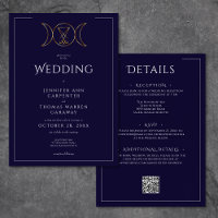 Triple Goddess Wiccan Moon Blue Wedding Two Sided