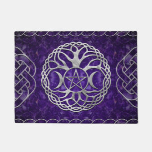 Triple Goddess with pentagram and tree of life Doormat