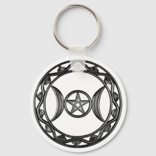 Triple Goddess with Pentagram Key Ring