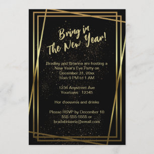 Triple Gold Frame New Year's Eve Party Invitation
