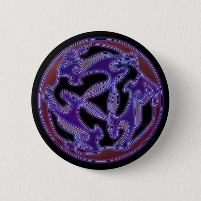 Triple Hare, the Three hares symbol in Purple 6 Cm Round Badge (Front)