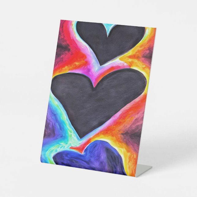 Triple heart freestanding photo pedestal sign (Front)