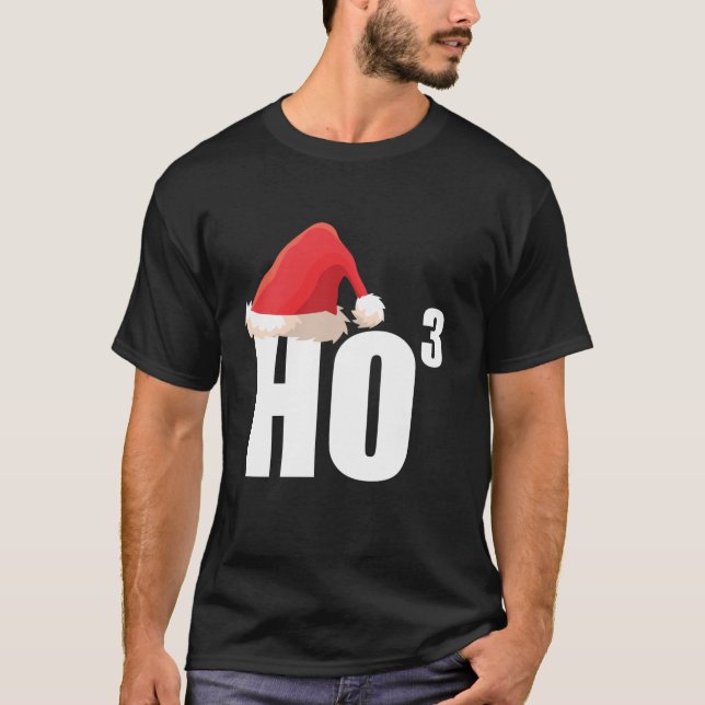 Triple Ho Ho Third Power Math Nerd Funny Christmas T-Shirt (Front)